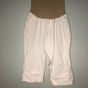 3x plus size maternity white denim cuffed capris